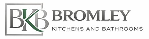 BKB Bromley Kitchens and Bathrooms logo with gray box and green leaf accent